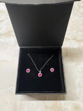 New : Stella Grace Sterling Silver Lab-Created Ruby & Lab-Created White Saphire
